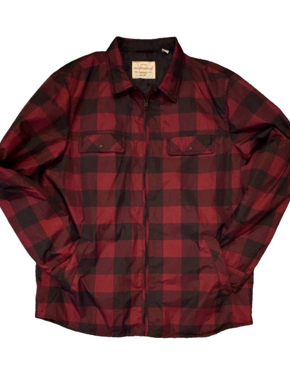 Weatherproof Vintage Men’s Red/Black Plaid Zip Jacket Lined Insulated Pockets